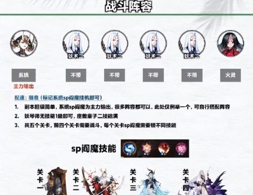 阴阳师职业阵容搭配推荐(阴阳师驱魔守念阵容攻略)