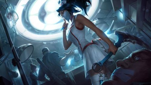 阿卡丽护士皮肤原画(阿卡丽原画高清壁纸)插图3