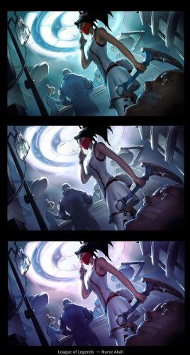阿卡丽护士皮肤原画(阿卡丽原画高清壁纸)插图1